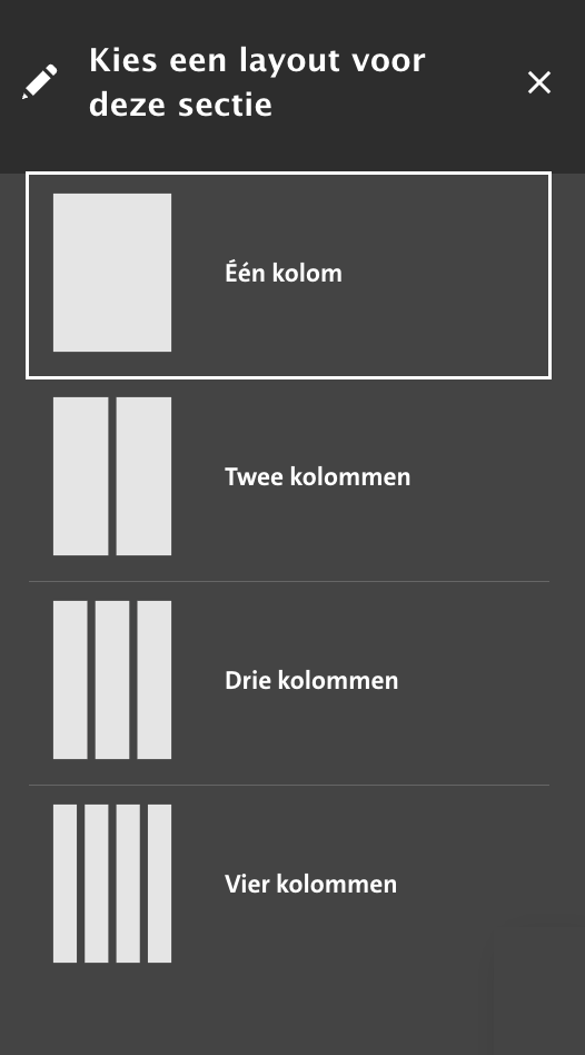 paginaindeling secties
